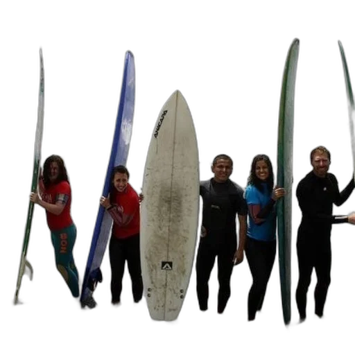 staff, group, surfers, stand transparent PNG cut-out