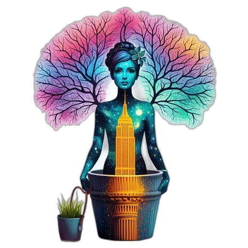 crown, tree, robot, concept art transparent PNG cut-out