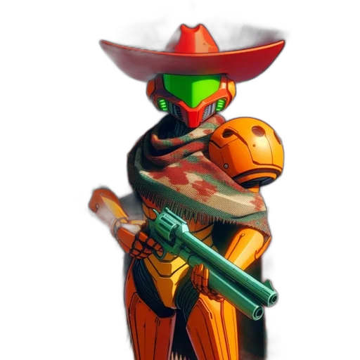 robot, weapon, staff, hat transparent PNG cut-out