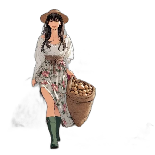 dress, hat, umbrella, fantasy art transparent PNG cut-out