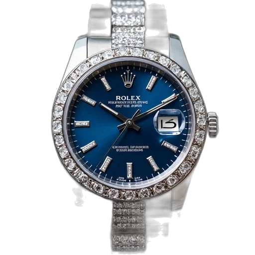 jewelry, rolex, datejust, blue transparent PNG cut-out