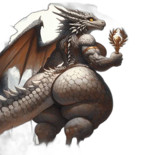 dragon, staff, creature, fantasy art transparent PNG cut-out