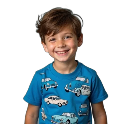 car, photorealistic, cartoon, boy transparent PNG cut-out