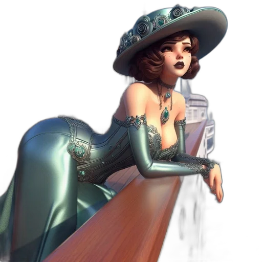 hat, dress, staff, weapon transparent PNG cut-out