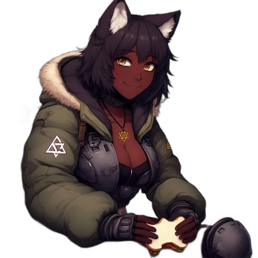 jacket, staff, mask, weapon transparent PNG cut-out