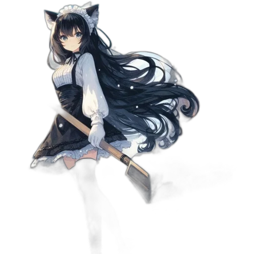 dress, staff, anime, fantasy art transparent PNG cut-out