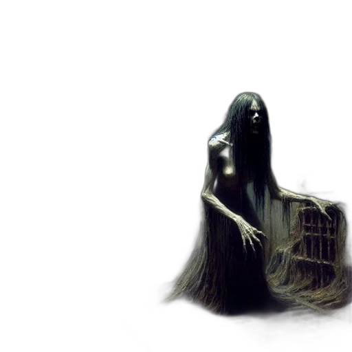 creature, hair, dress, mask transparent PNG cut-out