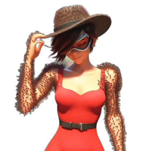hat, dress, jewelry, staff transparent PNG cut-out