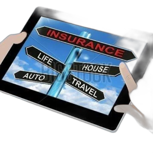 insurance, signpost, tablet, showing transparent PNG cut-out