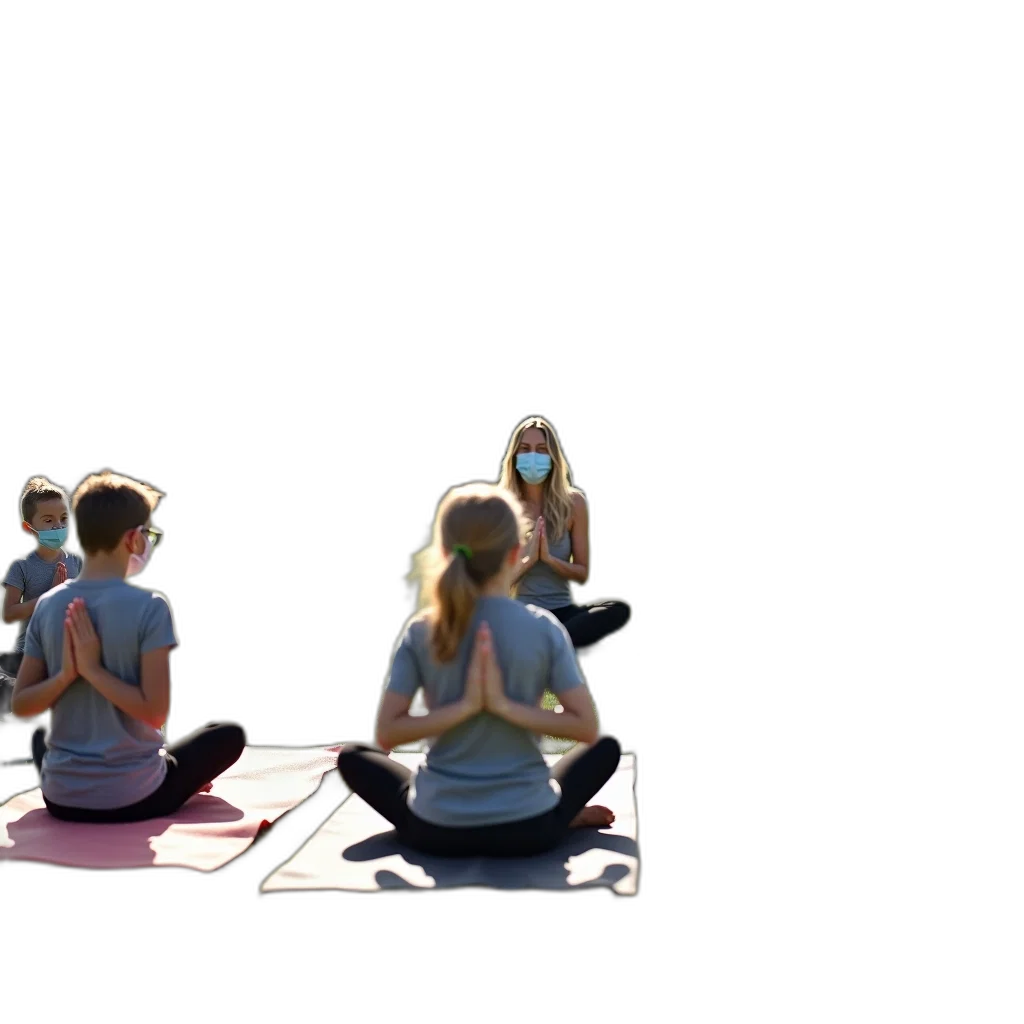 group, children, wearing, face transparent PNG cut-out