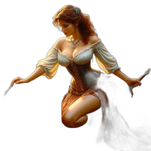 dress, staff, fantasy art, concept art transparent PNG cut-out