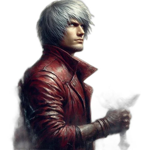 jacket, face, weapon, staff transparent PNG cut-out