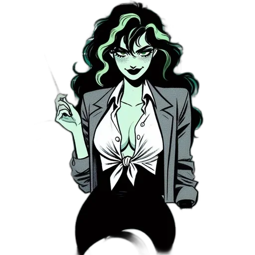 jacket, jewelry, staff, comic book art transparent PNG cut-out