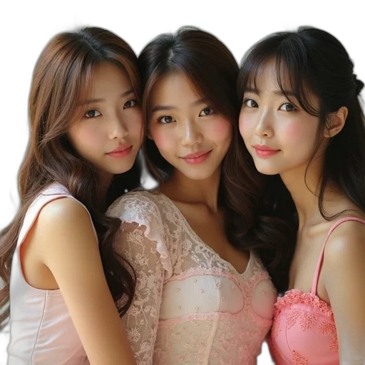 photorealistic, oil painting, pastel, girls transparent PNG cut-out