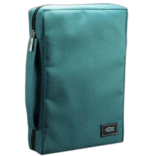 green, teal-colored, zippered, bag transparent PNG cut-out