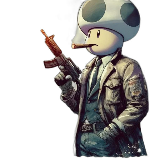 robot, weapon, jacket, staff transparent PNG cut-out