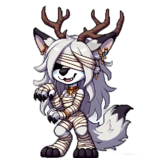 staff, creature, fantasy art, pixel art transparent PNG cut-out