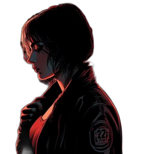 jacket, face, robot, comic book art transparent PNG cut-out