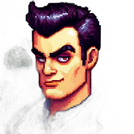 staff, face, robot, pixel art transparent PNG cut-out
