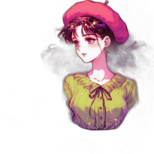 hat, dress, face, staff transparent PNG cut-out