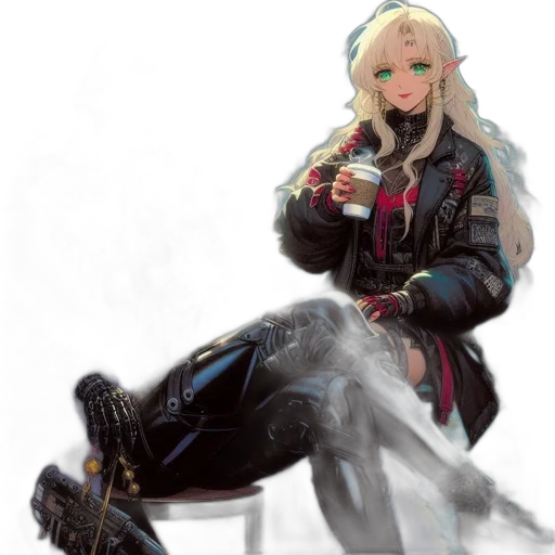 jacket, weapon, robot, staff transparent PNG cut-out