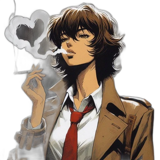 jacket, face, comic book art, concept art transparent PNG cut-out