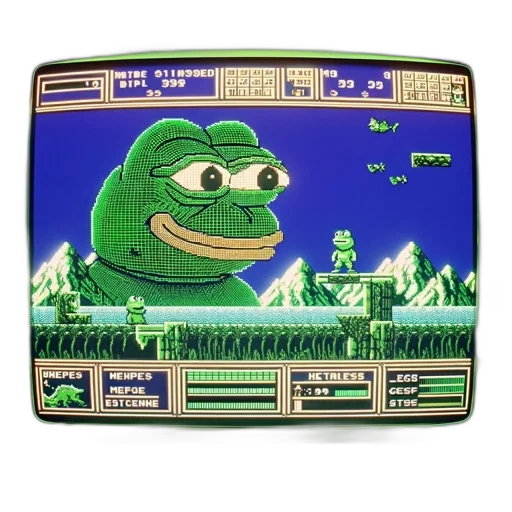 pixel art, vaporwave, outer space, green transparent PNG cut-out