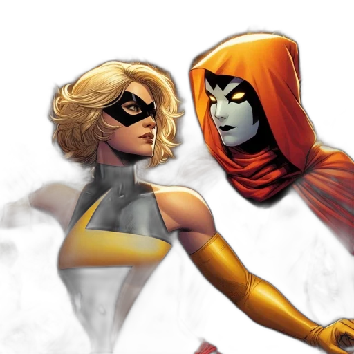 comic book art, concept art, golden, two transparent PNG cut-out