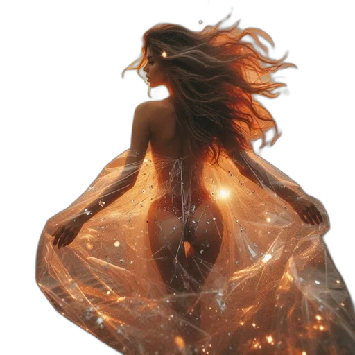 dress, hair, creature, fantasy art transparent PNG cut-out