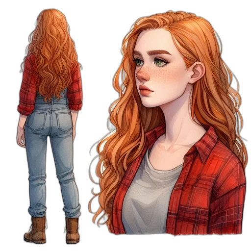 jacket, hair, dress, concept art transparent PNG cut-out