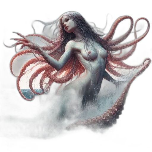 creature, hair, dress, fantasy art transparent PNG cut-out