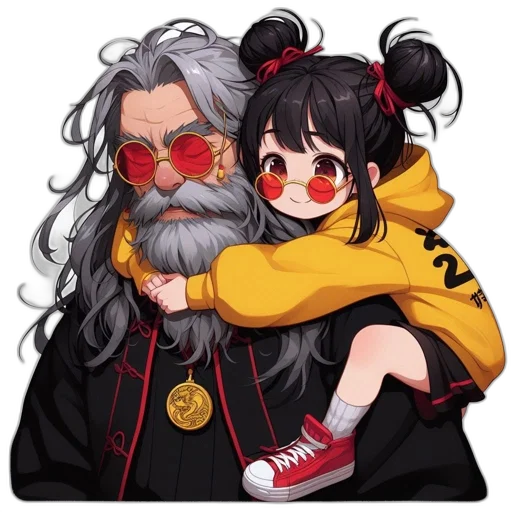jacket, hair, staff, mask transparent PNG cut-out