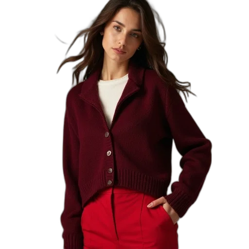 jacket, red, woman, wearing transparent PNG cut-out