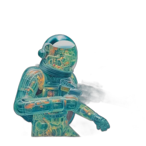 robot, weapon, mask, jacket transparent PNG cut-out