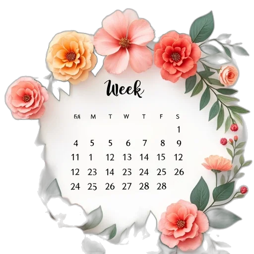 flower, calendar, week, full transparent PNG cut-out