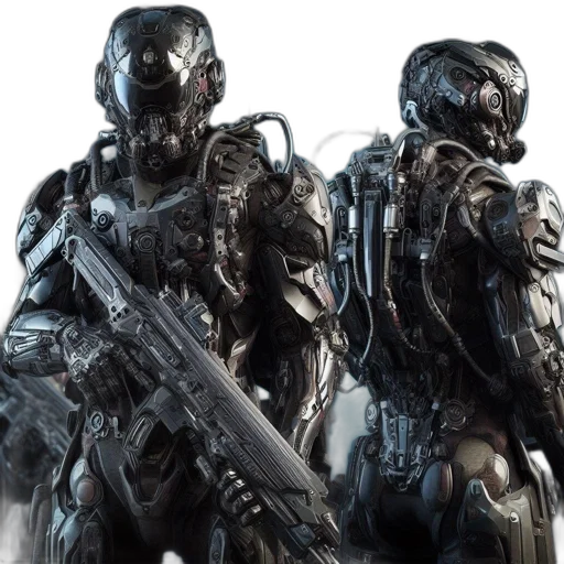 robot, concept art, 3d render, cyberpunk transparent PNG cut-out