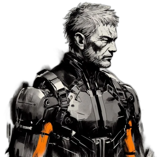 jacket, robot, face, weapon transparent PNG cut-out