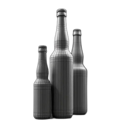 bottle, 3d render, photorealistic, monochrome transparent PNG cut-out