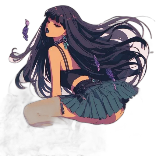 dress, hair, flower, creature transparent PNG cut-out