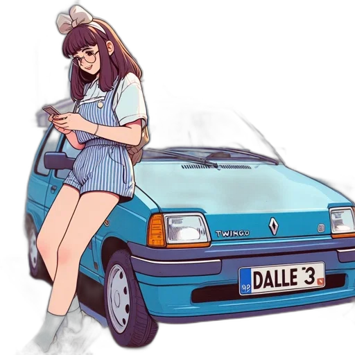 car, dress, anime, vaporwave transparent PNG cut-out