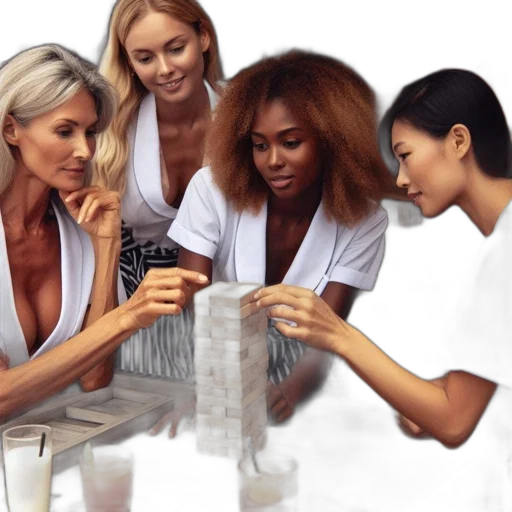 four, women, solidarity, observe transparent PNG cut-out
