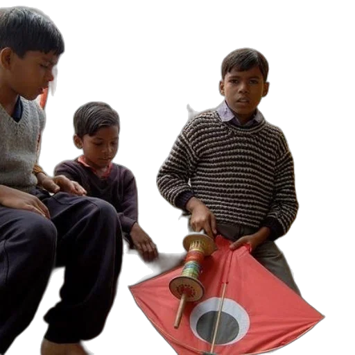 umbrella, three, boys, sit transparent PNG cut-out