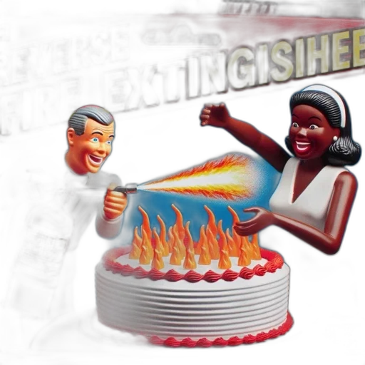 food, 3d render, fire, humorous transparent PNG cut-out