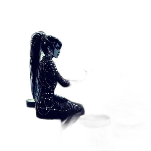 robot, dress, mask, hair transparent PNG cut-out