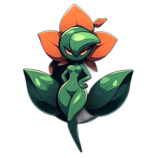 flower, creature, staff, robot transparent PNG cut-out