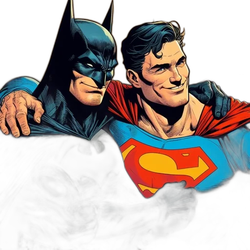 comic book art, concept art, batman, superman transparent PNG cut-out