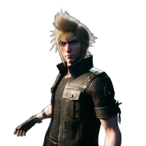jacket, staff, hair, weapon transparent PNG cut-out