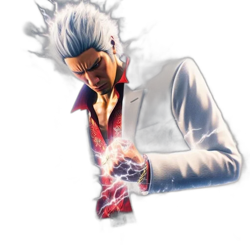 jacket, staff, weapon, hair transparent PNG cut-out