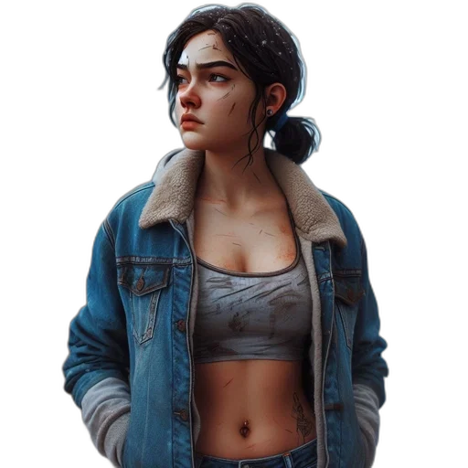 jacket, face, jewelry, concept art transparent PNG cut-out
