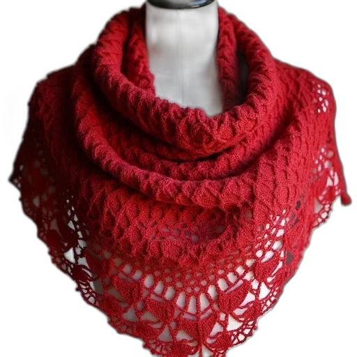 red, close-up, knitted, shawl transparent PNG cut-out